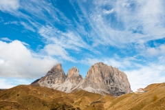 Passo Sella with Sassolungo group of mountains