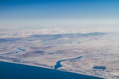 Holsa and Pjorsa deltas looking towards Langjokull