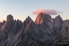 First light on the Cadini mountains, Dolomites, Italy
